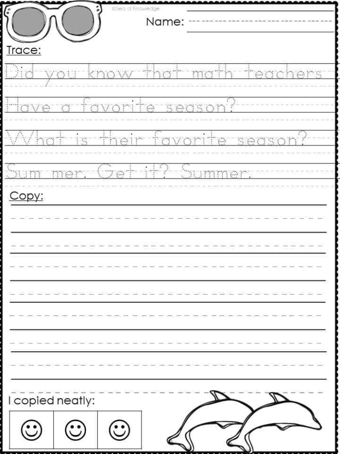 Colorful food-themed Copy It! worksheet for kindergarten division practice