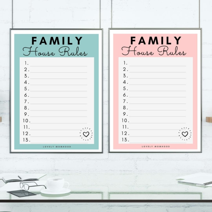 Creative poster-making activity for kids to express their house rules Colorful House Rules worksheet for children to create their own family rules poster