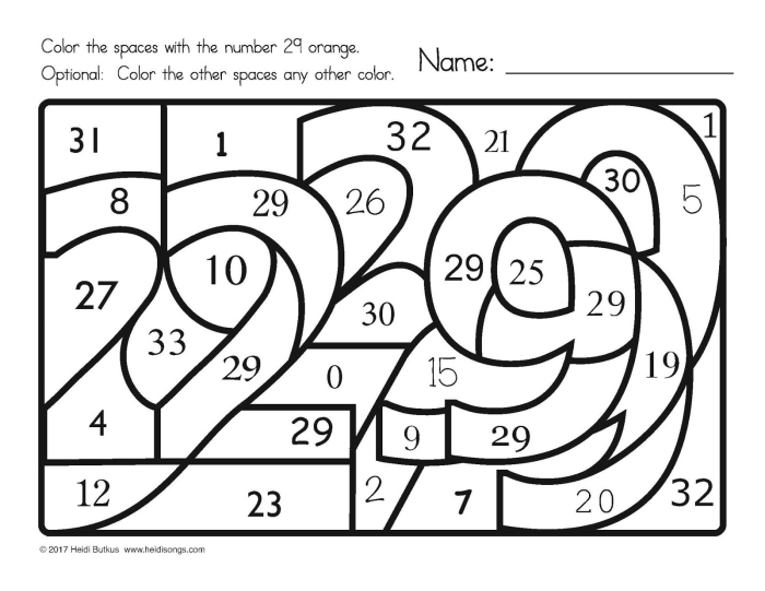 Colorful counting worksheet for kindergarten students to practice filling in numbers up to 30