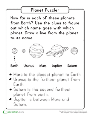Colorful worksheet illustrating the planets in our solar system for third graders to label. Engaging activity to help children learn about planetary orbits and names.
