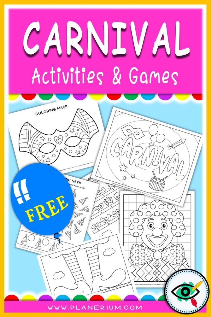 Colorful lace mask worksheet for first graders to celebrate New Year's Eve
