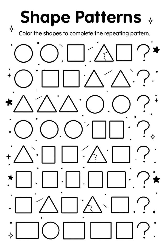 Engaging patterns and shapes practice sheet designed for pre-K children preparing for kindergarten math Colorful Shape Line Patterns worksheet for preschoolers to enhance their understanding of geometry