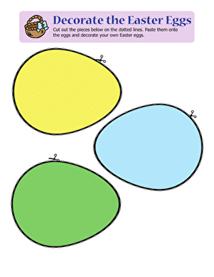Engaging Easter craft activity for young learners to enhance their alphabet skills Colorful paper Easter egg worksheet for kindergarten kids to practice cutting and gluing