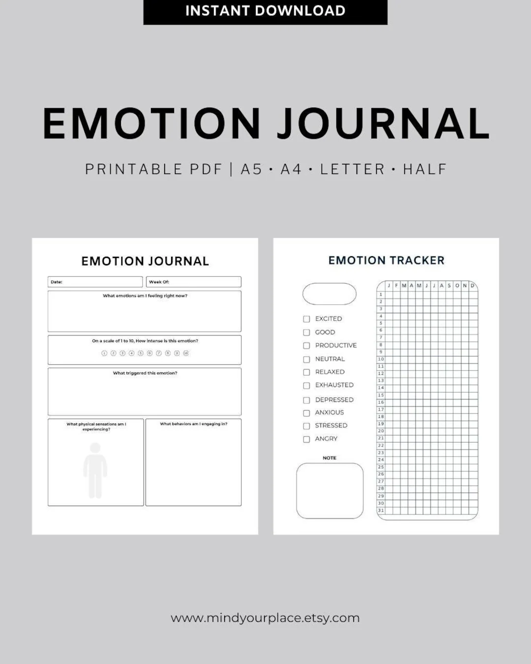 Engaging activity for young learners to express their feelings creatively in a journal Colorful Emotions Journal worksheet for Pre-K students featuring a cover design and drawing prompt