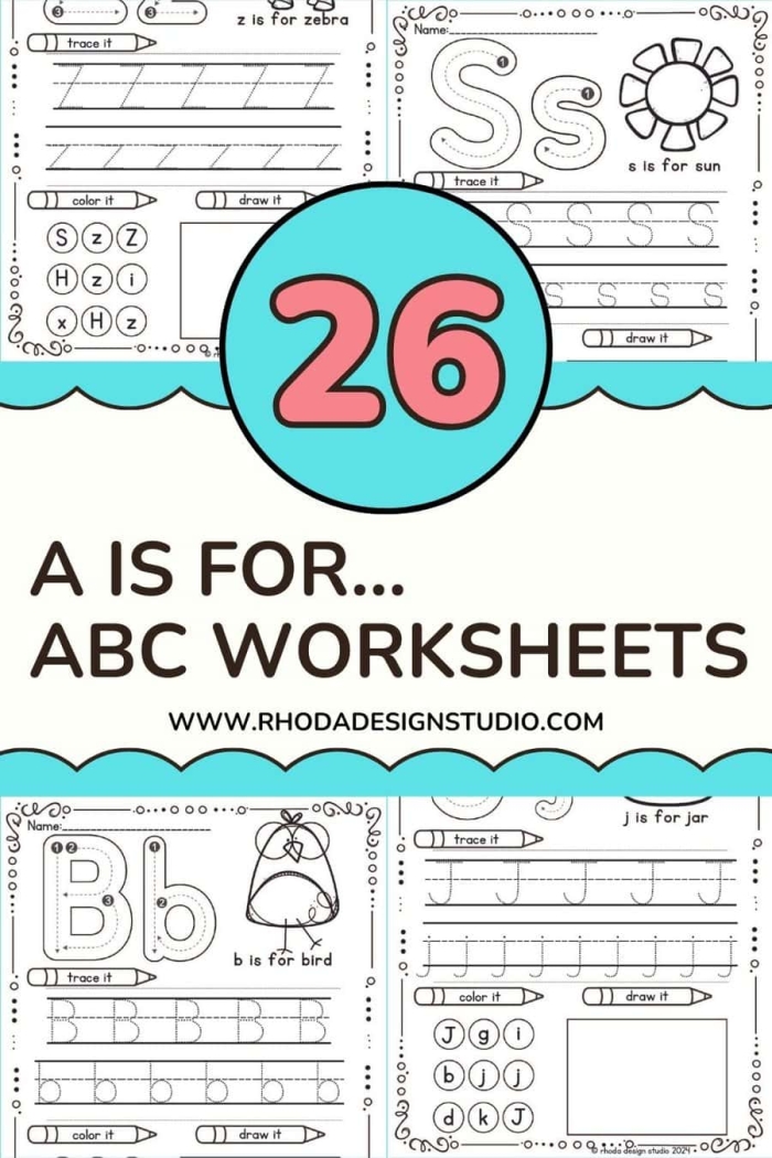 Colorful A Is For... worksheet designed for preschoolers to learn the letter A sounds