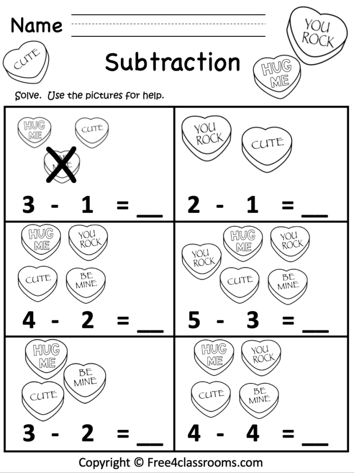 Colorful worksheet featuring preschoolers practicing subtraction with birds and bugs