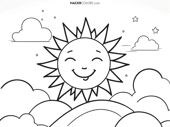 Colorful Sunny Day worksheet for Pre-K students exploring outdoor items. Engaging activity for Earth and Space Science learning.
