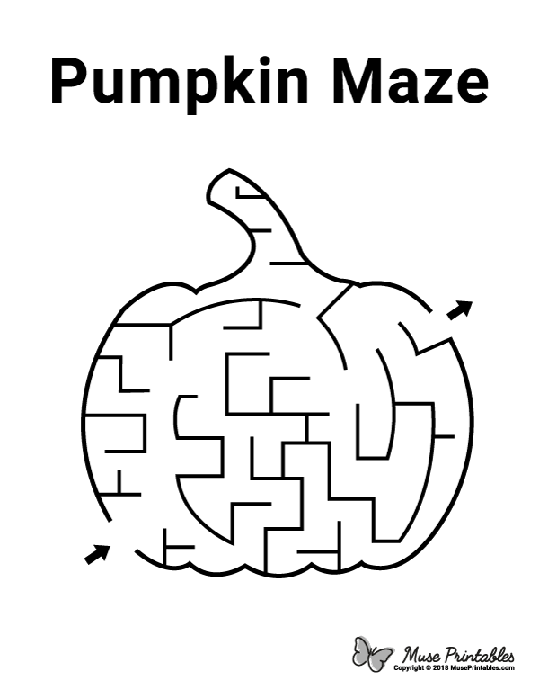 Colorful pumpkin maze worksheet for preschool children to navigate through