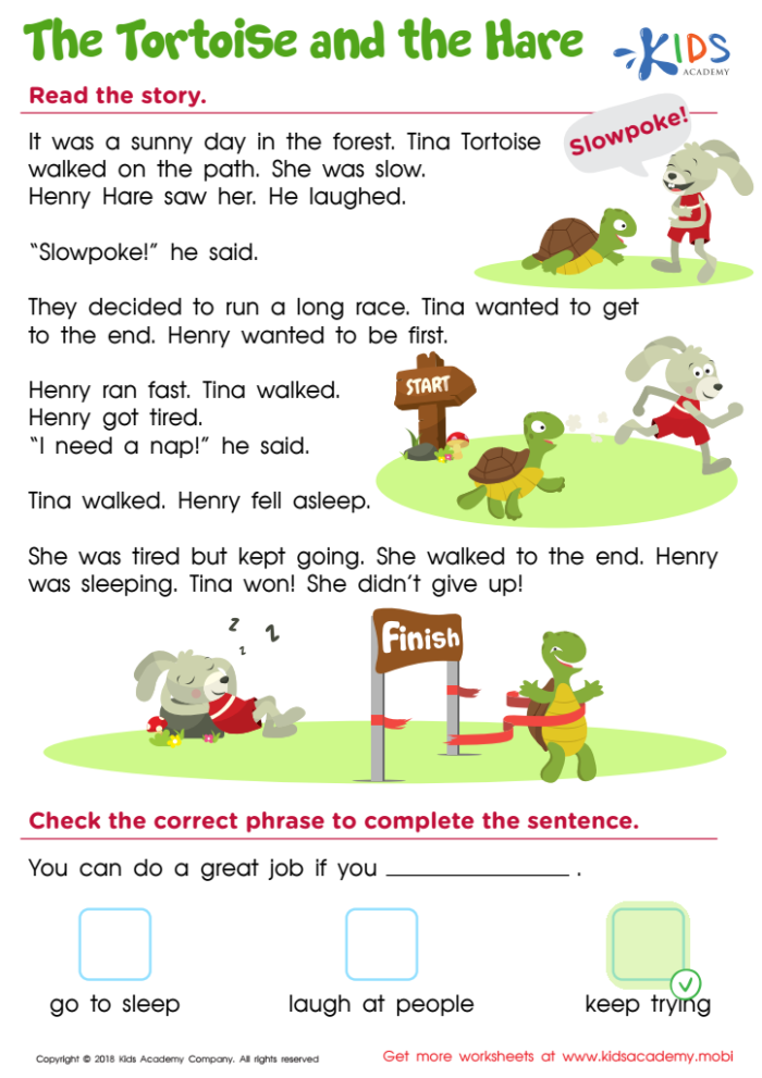 Colorful puppet templates for The Hare and the Tortoise worksheet activity