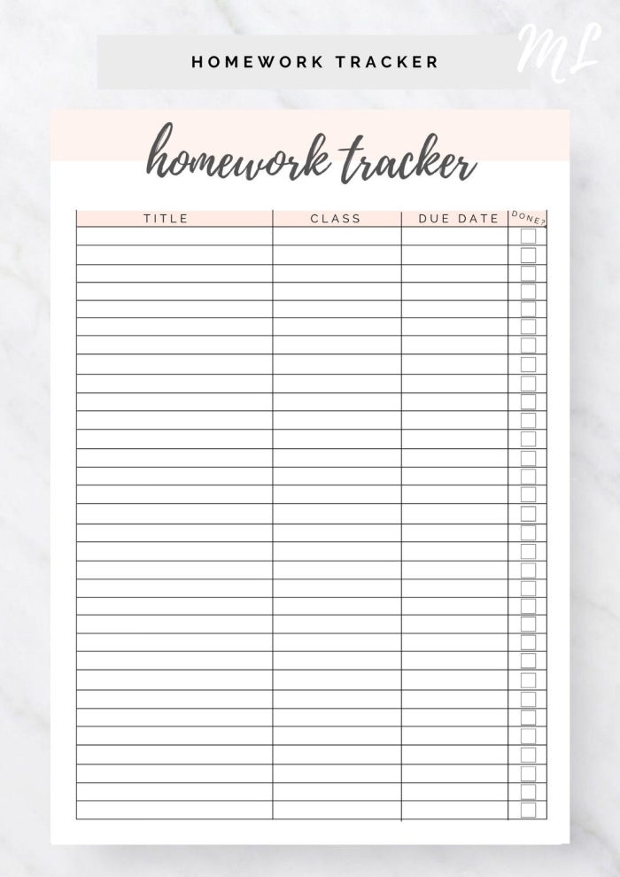 Back to school homework planner for kids, perfect for organizing assignments Colorful printable homework planner worksheet for second graders in algebra