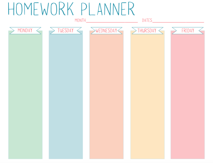 Second Grade Algebra Homework Planner Worksheet Number 21 Colorful printable homework planner worksheet for second grade algebra practice