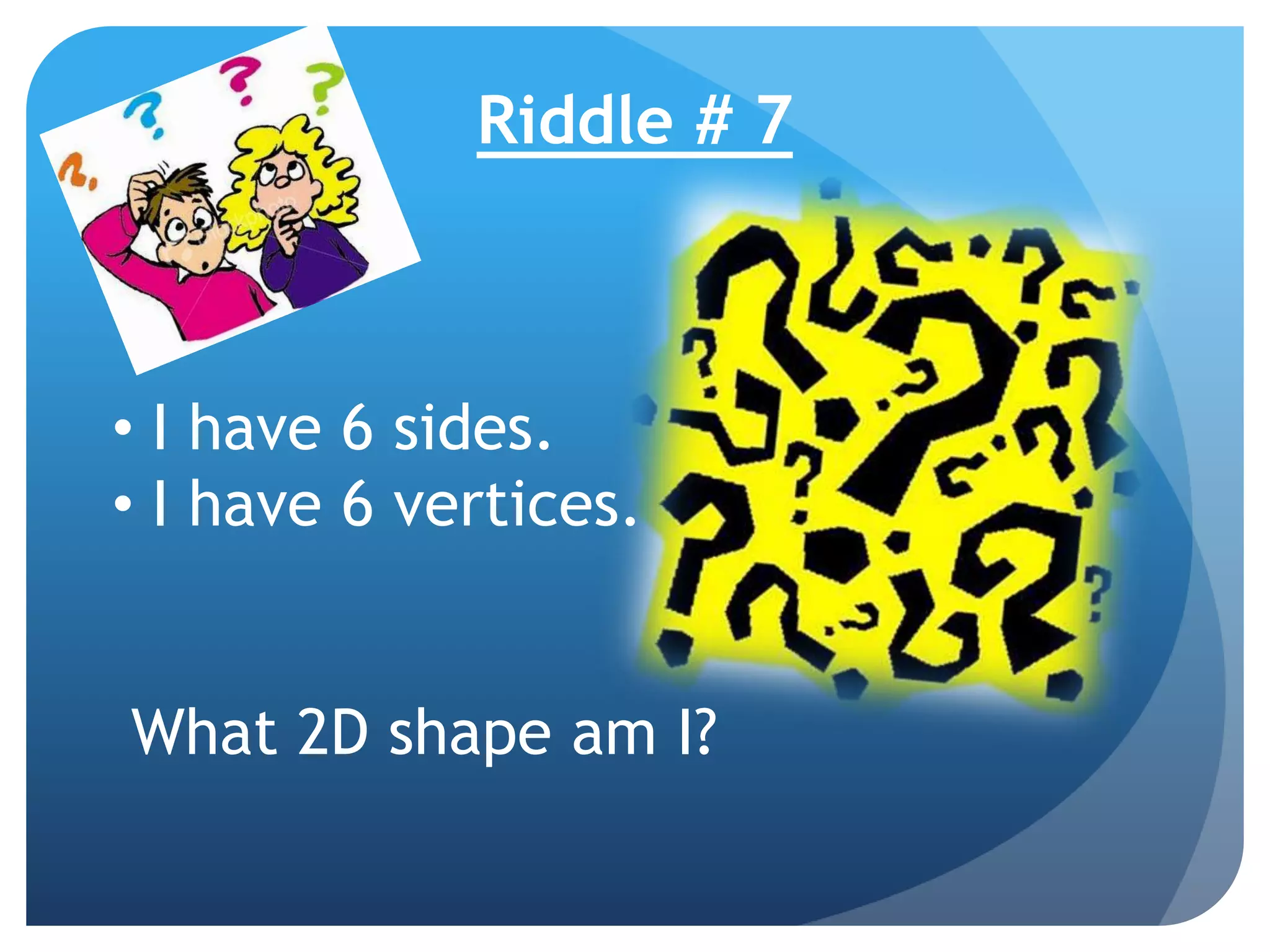 Colorful Shape Riddles worksheet for second graders to learn shape names through fun puzzles