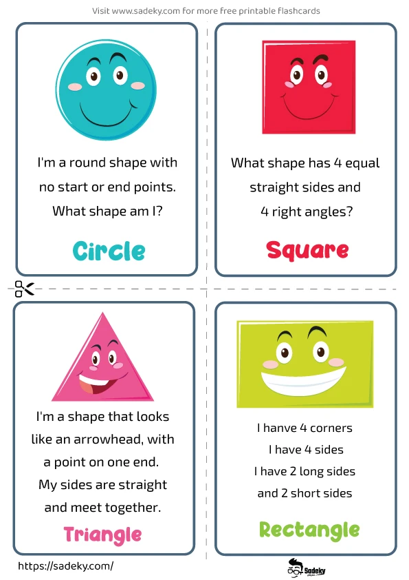 Colorful Shape Riddles worksheet designed for second graders to enhance shape recognition skills