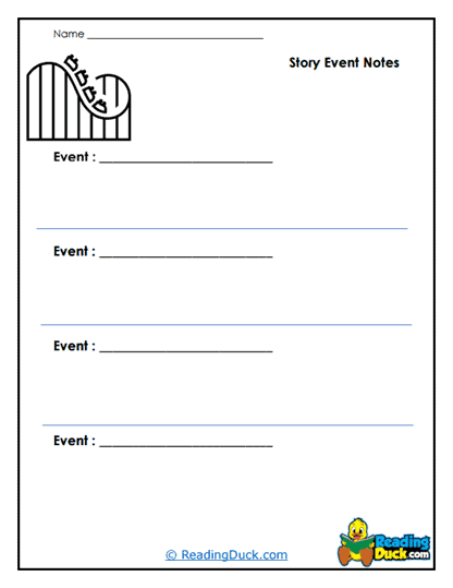 Colorful Story Rollercoaster worksheet for second graders to explore story elements