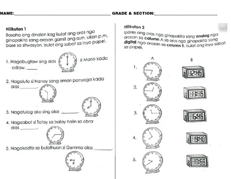 Life Science worksheet for First Grade Colorful Clock Concentration Game worksheet for first graders focusing on time-telling skills. Engaging activity for matching analog and digital clock faces while learning to tell time.
