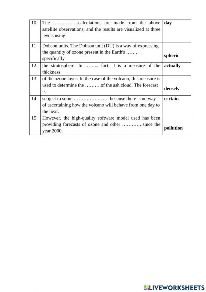 Colorful cut-and-paste worksheet for kindergarteners about volcano parts