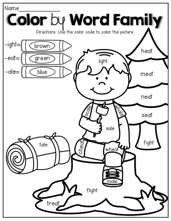 Kindergarten worksheet for practicing op an and at word families