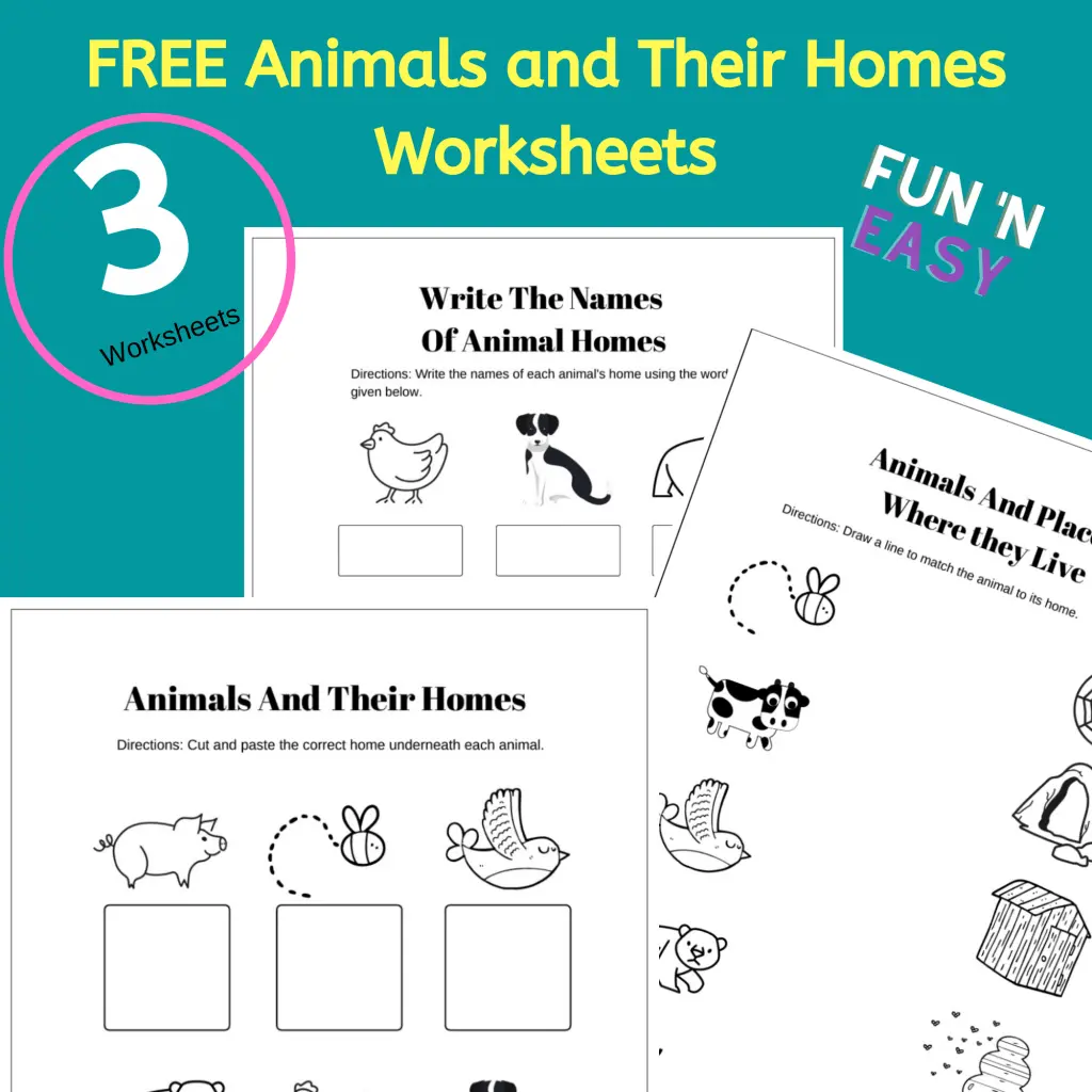 Animals and their Homes Worksheet for Pre-K Numbers and Counting Colorful worksheet featuring various animals and their homes for early learners