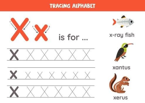 Fun and creative X is for X-Ray Fish coloring activity for young learners Colorful X-ray fish worksheet for Pre-K children to explore the alphabet