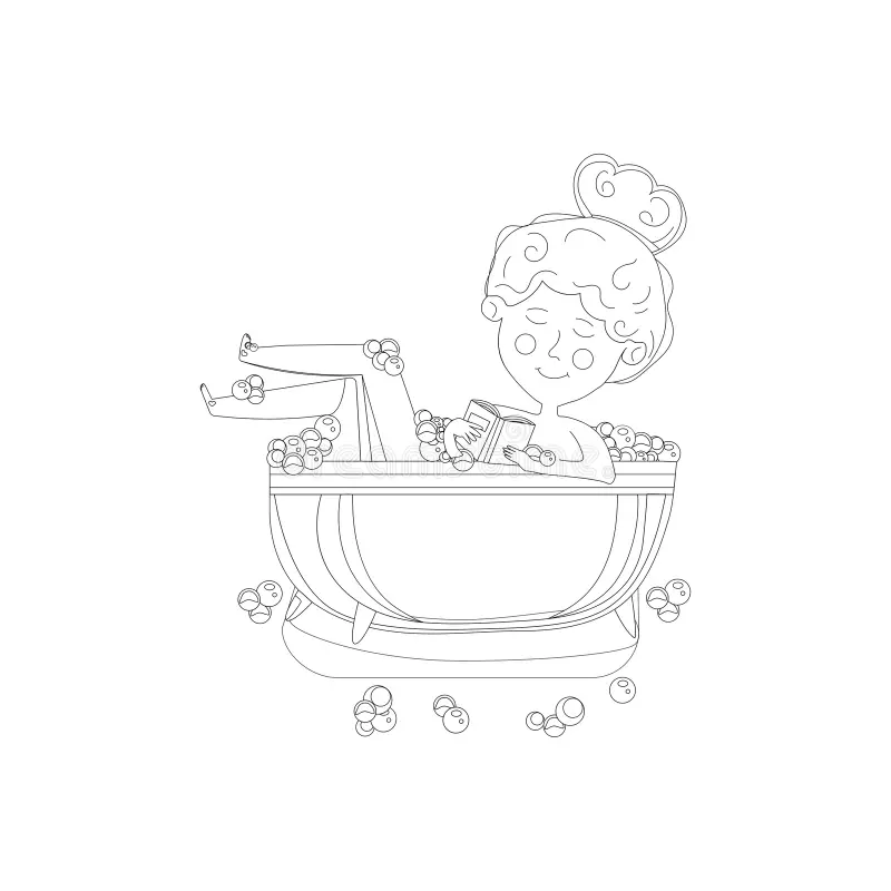 Kindergarten student coloring a cute puppy during bath time