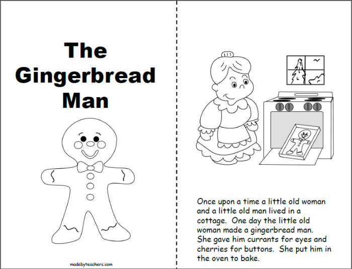 Pre-K student coloring a gingerbread man worksheet after listening to a story