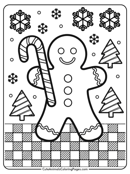 Preschoolers coloring a festive gingerbread man character for a holiday activity sheet