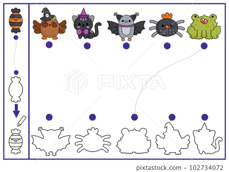 Pre-K student coloring a festive owl page as part of a Halloween themed life science activity