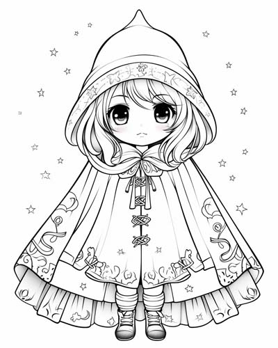 Color the Little Red Riding Hood Scene worksheet for Pre-K addition practice 11