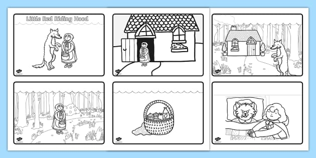 Color the Little Red Riding Hood Scene worksheet for Pre-K addition practice