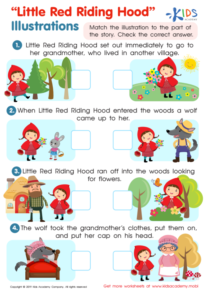 Color the Little Red Riding Hood Scene worksheet for Pre-K addition practice 23