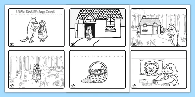 Pre-K addition worksheet featuring a printable Little Red Riding Hood scene for coloring