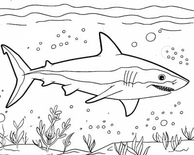 Mako Shark Coloring Worksheet for Pre-K Students Coloring sheet featuring a mako shark for kids to learn about marine life