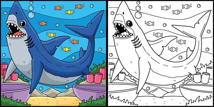Mako Shark Coloring Worksheet for Preschoolers Image 7 Coloring page featuring a friendly Mako shark for Pre-K science learners