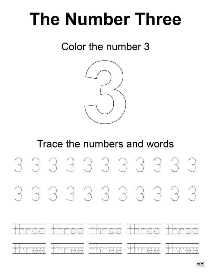 Engaging flower-themed math activity for practicing the number 3 Coloring worksheet featuring flowers and the number 3 for Pre-K learners