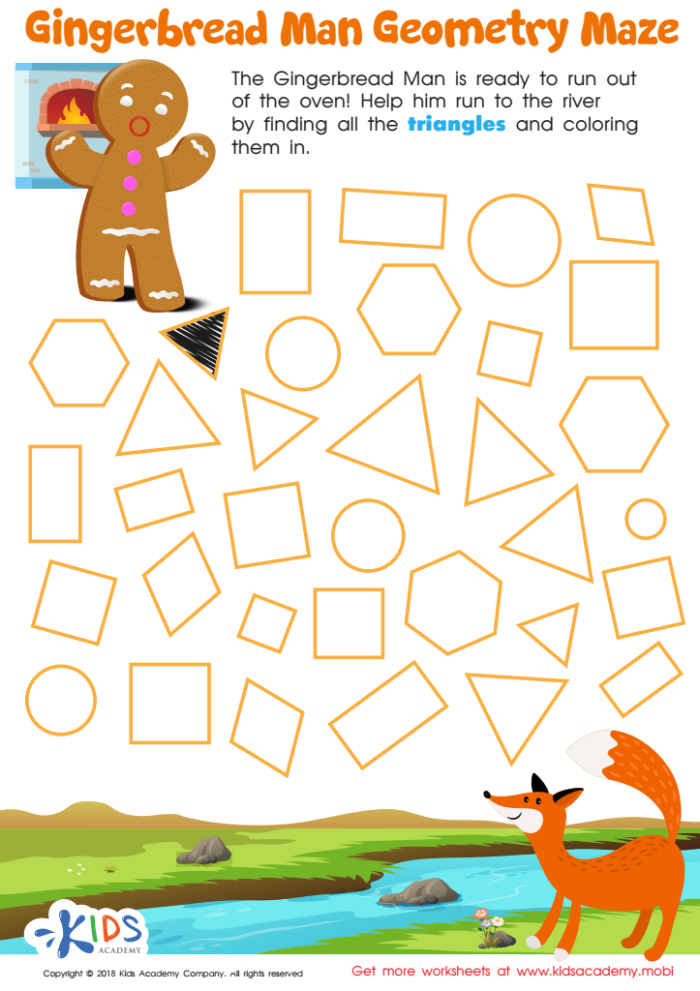 Pre-K worksheet featuring a gingerbread man illustration for children to color