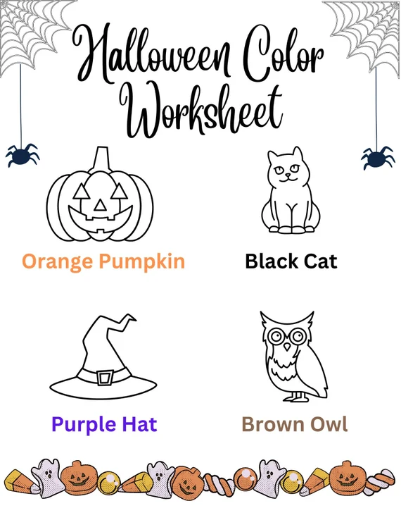 Colorful Halloween Owls worksheet designed for Pre-K children to enjoy and learn about animals. Fun and engaging activity to celebrate Halloween with creative coloring.
