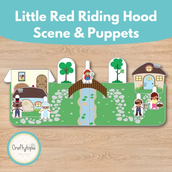 Coloring worksheet featuring a Little Red Riding Hood scene for Pre-K addition practice 12