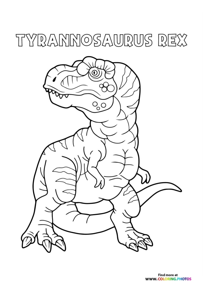 Pre-K coloring worksheet featuring a fierce Tyrannosaurus Rex ready to attack