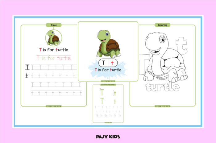Life Science worksheet for Pre-K Colorful T Is For... worksheet designed for preschoolers to enhance letter T learning. Engaging activity for young learners to practice sounds and enjoy coloring.