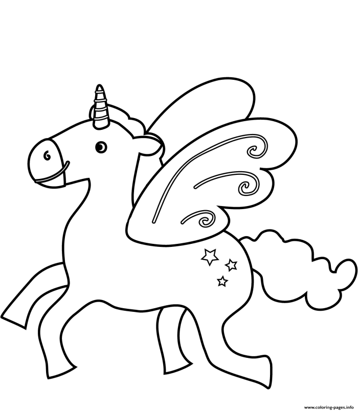 Preschool worksheet featuring a winged unicorn flying past a colorful rainbow for coloring activity number eight