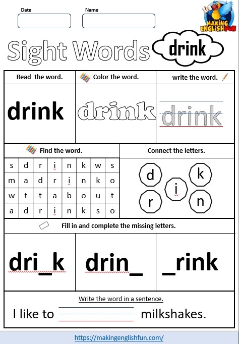 Worksheet image for engaging sight word practice and rhyming fun in English Language Arts Color the Rhyming Sight Words III worksheet featuring words that rhyme with play for first graders