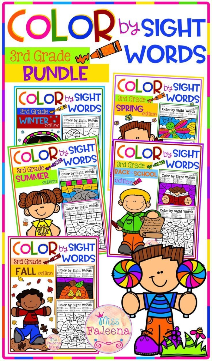 Worksheet image showcasing engaging sight word activities for early readers Color the Rhyming Sight Words III worksheet featuring words that rhyme with play for first graders