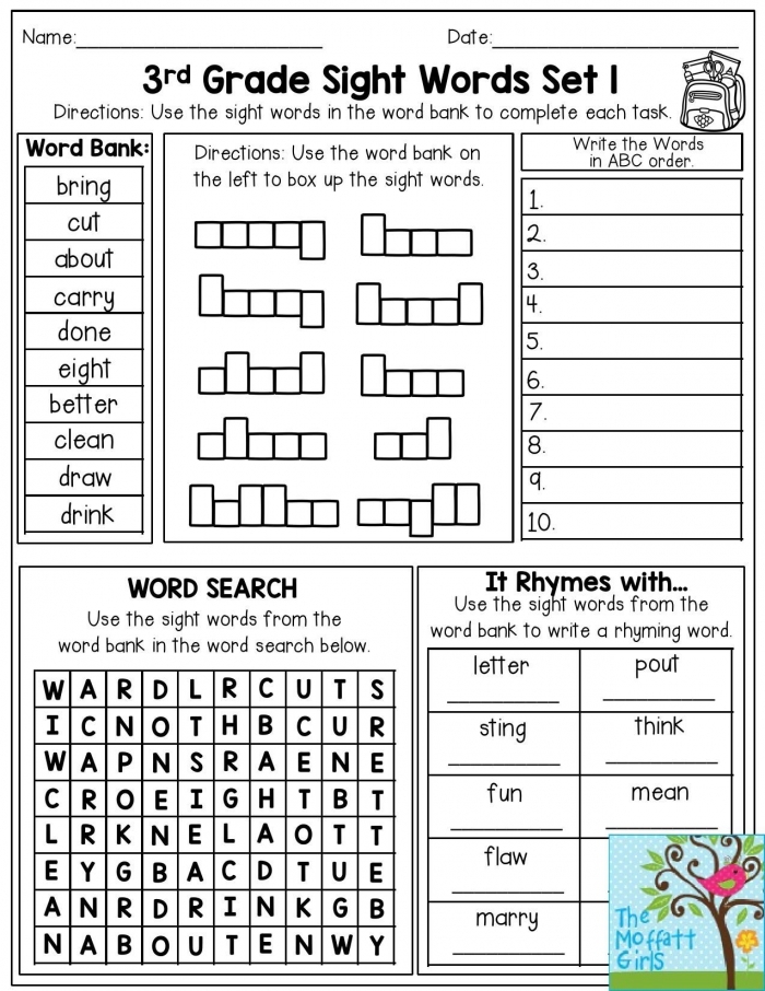Engaging first grade worksheet to help children learn sight words through coloring activities Color the Rhyming Sight Words III worksheet featuring words that rhyme with play for first graders