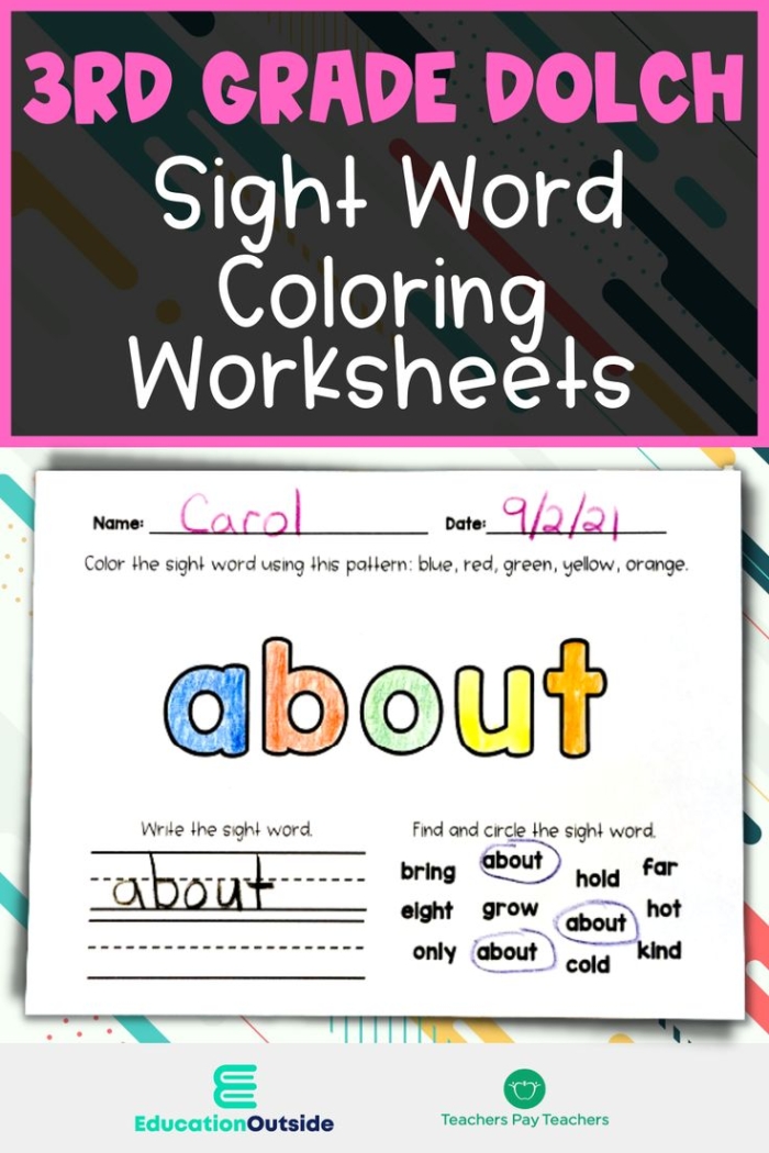 Engaging first grade reading exercise for learning sight words through coloring Color the Rhyming Sight Words III worksheet featuring words to color that rhyme with "play