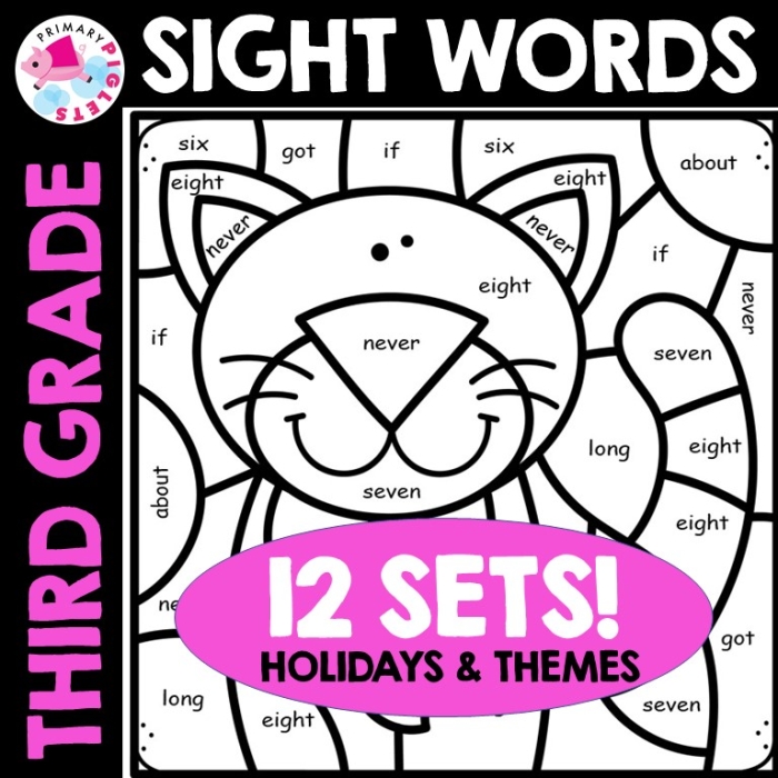 Engaging first grade worksheet for learning sight words through coloring activities Color the Rhyming Sight Words III worksheet featuring words that rhyme with play for first graders
