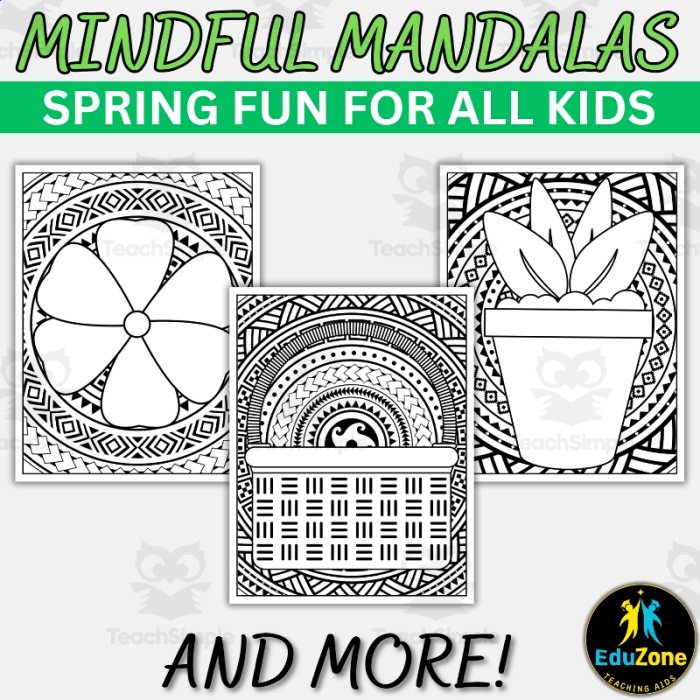 Color a Spring Mandala worksheet for Pre-K students celebrating the season Spring Mandala worksheet for preschoolers to color and enjoy the beauty of spring