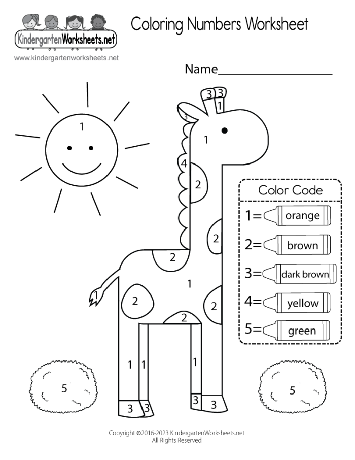 Fun hidden numbers puzzle to color and discover in this engaging worksheet Coloring by numbers worksheet featuring hidden numbers for kindergarten students