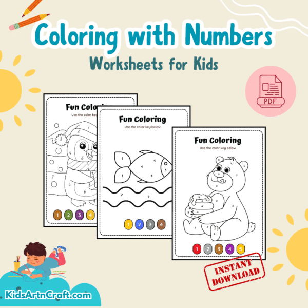 Engaging hidden numbers puzzle for young readers to color and discover Coloring by numbers worksheet featuring hidden numbers for kindergarten students