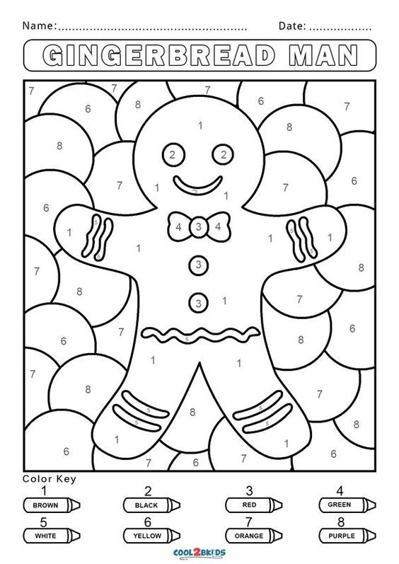 Pre-K student coloring a gingerbread man worksheet after listening to the classic holiday story