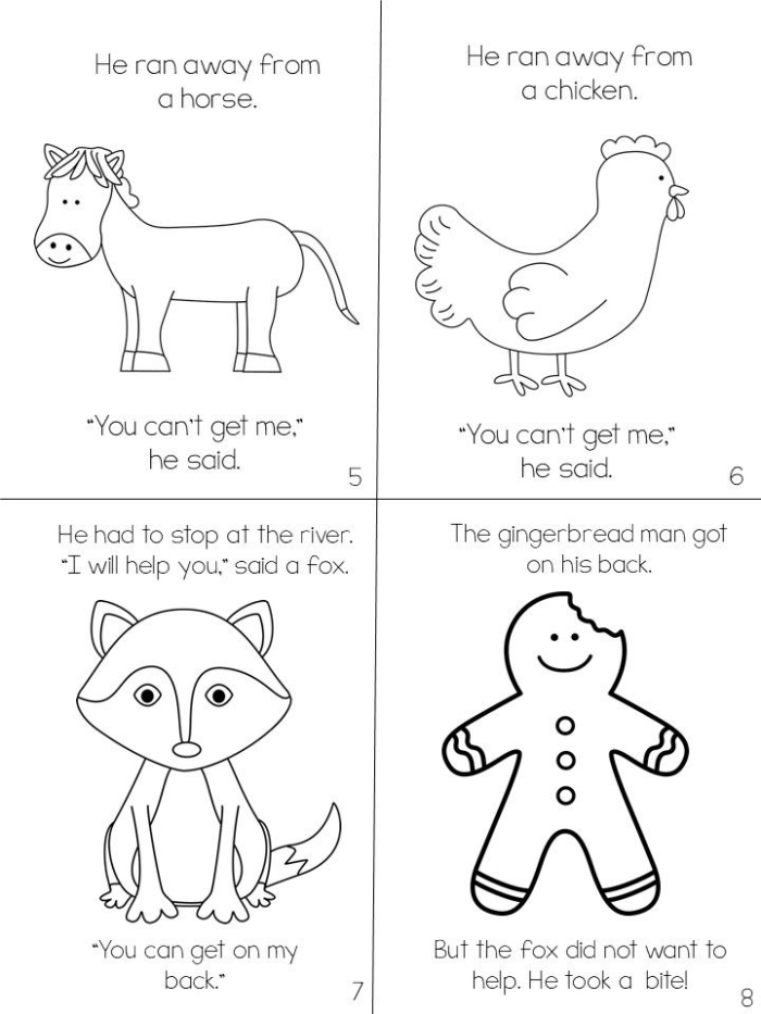 Coloring page featuring the Gingerbread Man for preschoolers to enjoy alongside the story. Fun and engaging worksheet for teaching time and money concepts in Pre-K.